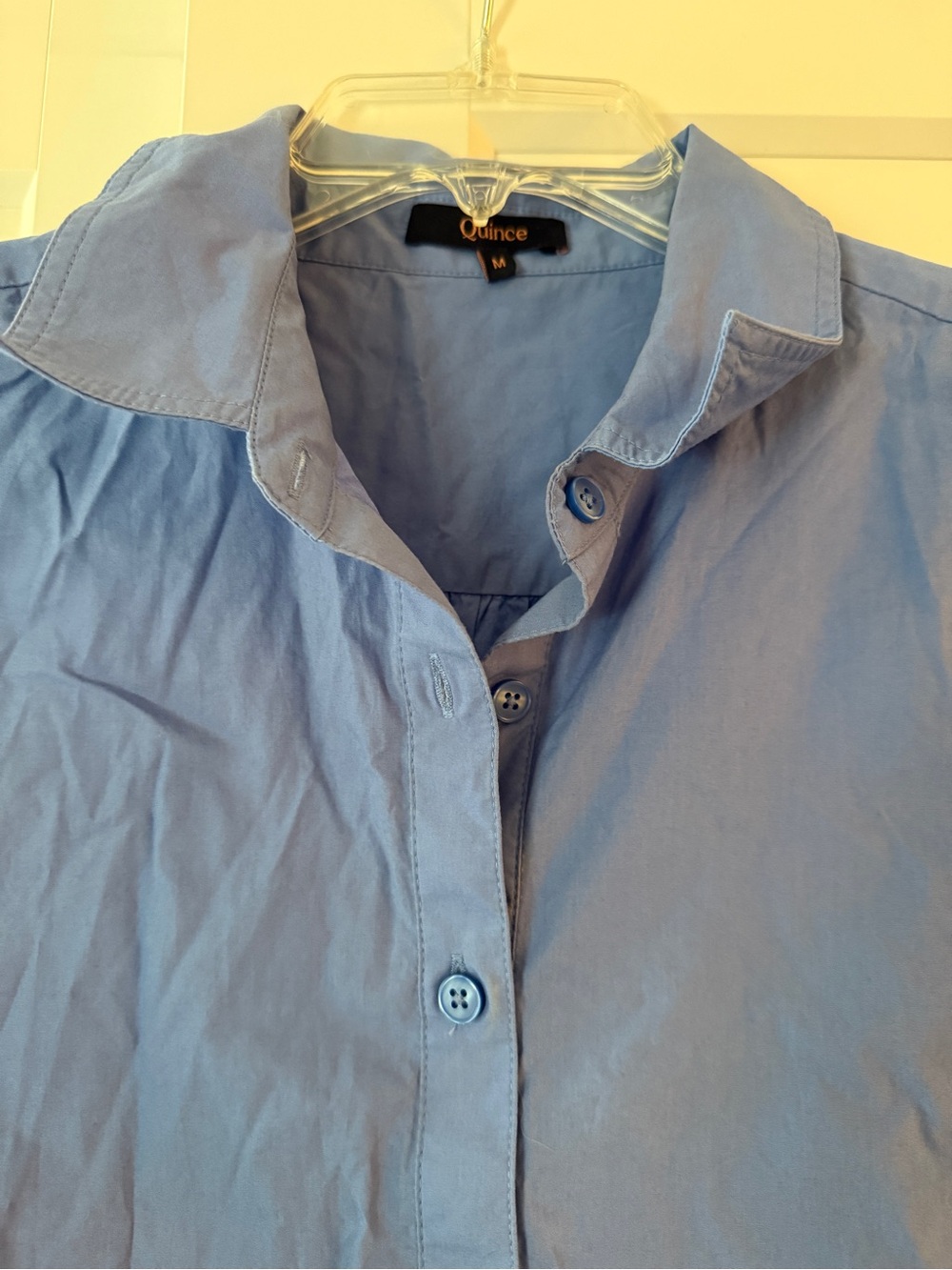Quince Blue Drop Waist Organic Cotton Dress with Ruffle Hem Sz M Feminine - Picture 5 of 8